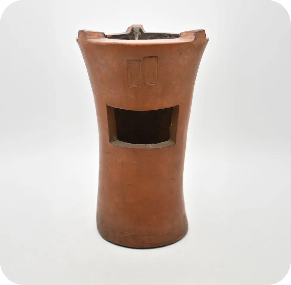 三代本間琢斎 斑柴銅花紋 如意紐 建水