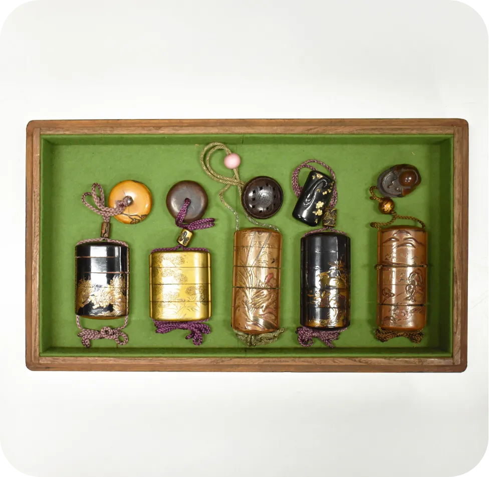 時代黄楊材　僧侶座禅根付